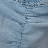 Fashion Cross Button Pleated Denim Skirt GLRF-LR05887