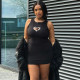 Hollow Out Hot Drill Sleeveless Mini Dress GNZD-9962
