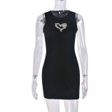 Hollow Out Hot Drill Sleeveless Mini Dress GNZD-9962
