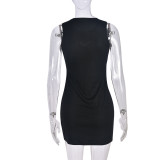 Hollow Out Hot Drill Sleeveless Mini Dress GNZD-9962