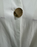 Solid Lantern Sleeve Irregular Shirt Dress NY-10738