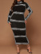 Plus Size Long Sleeve Stripe Maxi Dress GDAM-218326