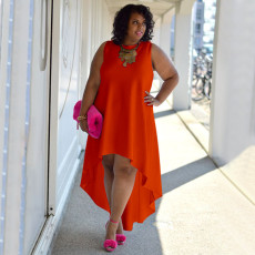 Plus Size Sleeveless Loose Casual Dress NNWF-3042