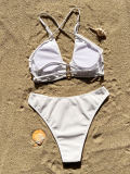 Sexy Patchwork Tie Up Bikinis Swimsuit 2 Piece Set CASF-6630