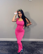 Sexy Rib Solid Color Sleeveless Vest Dress YD-8800