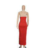 Sexy Sling Slim Split Long Dress YD-8802