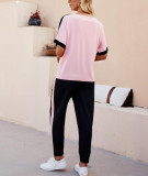 Casual Contrast Color Patchwork Two Piece Pants Set LM-7251