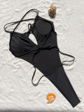 Sexy Solid Backless One Piece Swimsuit CASF-6620