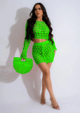 Knits Sequin Hollwo Out Two Piece Skirt Set TR-1294