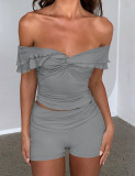 Off Shoulder Solid Color Sexy Two Piece Set YD-8801