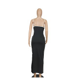 Sexy Sling Slim Split Long Dress YD-8802