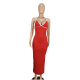 Sexy Sling Slim Split Long Dress YD-8802