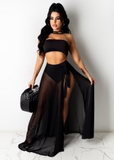 Mesh Cover-Up Separate Swimsuit 3-Piece Set LSL-6419