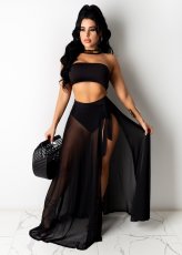 Mesh Cover-Up Separate Swimsuit 3-Piece Set LSL-6419