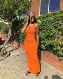 Sexy Rib Solid Color Sleeveless Vest Dress YD-8800