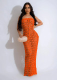 Knitted One-Shoulder Hollow Out Sequin Beach Dress TR-1293