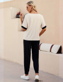 Casual Contrast Color Patchwork Two Piece Pants Set LM-7251