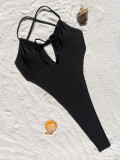 Sexy Solid Backless One Piece Swimsuit CASF-6620