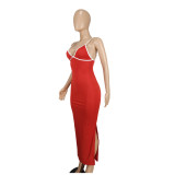 Sexy Sling Slim Split Long Dress YD-8802