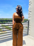 Sexy Solid Color Wrap Chest Wide Leg Jumpsuit ANDF-AD0605