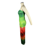 Print Wrap Chest Slim Nightclub Dress E-4663