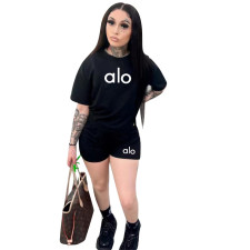 Casual Print Short Sleeve Two Piece Shorts Set QYLF-0078