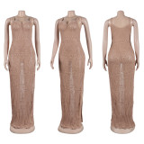 Fashion Solid Split Sweater Maxi Dress FSXF-528