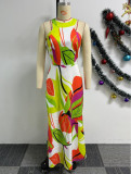 Print Sleeveless Off Shoulder Maxi Dress NY-10733