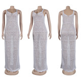 Fashion Solid Split Sweater Maxi Dress FSXF-528