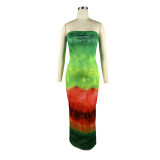 Print Wrap Chest Slim Nightclub Dress E-4663
