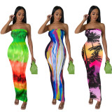 Print Wrap Chest Slim Nightclub Dress E-4663