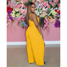 Solid Color Sling Split Jumpsuit QYXZ-9936