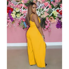Solid Color Sling Split Jumpsuit QYXZ-9936