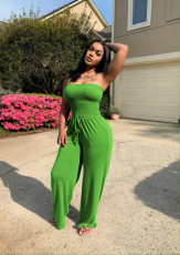 Sexy Solid Color Wrap Chest Wide Leg Jumpsuit ANDF-AD0605