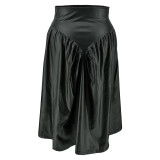 Plius Size PU Leather Half Body Patchwork Skirt GDAM-890