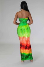 Print Wrap Chest Slim Nightclub Dress E-4663