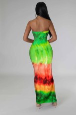 Print Wrap Chest Slim Nightclub Dress E-4663