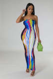 Print Wrap Chest Slim Nightclub Dress E-4663