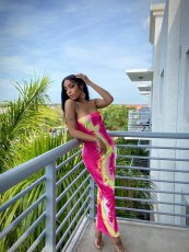 Sexy Print Wrap Chest Tight Maxi Dress QYXZ-9910