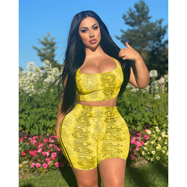 Casual Snakeskin Print Sling 2 Piece Set QYXZ-9915