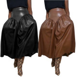 Plius Size PU Leather Half Body Patchwork Skirt GDAM-890