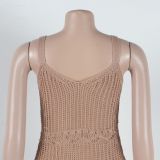 Fashion Solid Split Sweater Maxi Dress FSXF-528