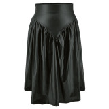 Plius Size PU Leather Half Body Patchwork Skirt GDAM-890