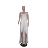 Solid Color Sling Split Jumpsuit QYXZ-9936