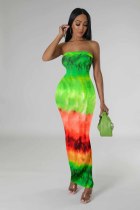 Print Wrap Chest Slim Nightclub Dress E-4663