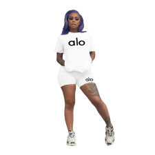 Casual Print Short Sleeve Two Piece Shorts Set QYLF-0078