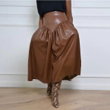 Plius Size PU Leather Half Body Patchwork Skirt GDAM-890