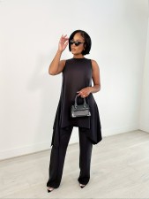 Sleeveless Irregular Tops Loose 2 Piece Pants Set MOF-603