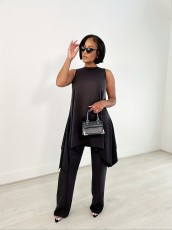 Sleeveless Irregular Tops Loose 2 Piece Pants Set MOF-603
