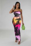 Print Wrap Chest Slim Nightclub Dress E-4663
